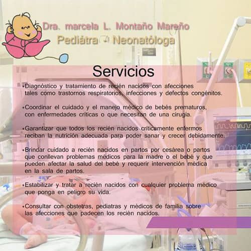 Servicios - Dra. Marcela Montaño Mareño – Pediatra en cochabamba