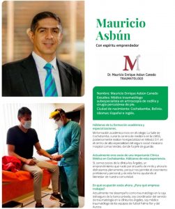 Distinción Latinos Top - Dr. Mauricio Enrique Asbun Canedo - Traumatólogo - Cochabamba